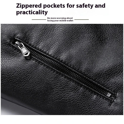 Stylish Fleece-Padded Jacket with PU Leather Accents in Various Colours
