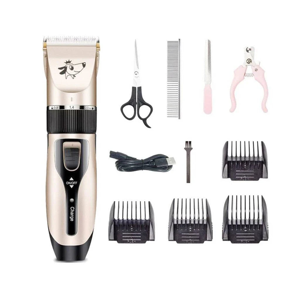 Golden Design Dog's Hair Trimmer Set with Quiet Electric Trimmer, Ergonomic Design, and Precision Attachments for Stress-Free Grooming