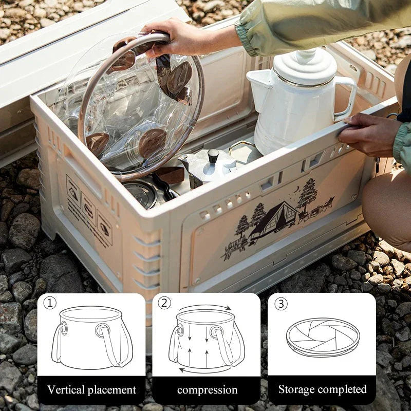 Premium portable transparent folding bucket for outdoor adventures, camping, and household tasks