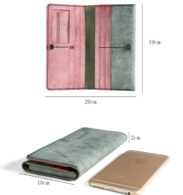 Premium handcrafted leather wallet with mist wax finish, featuring a vintage-inspired design and ample storage for cards and cash