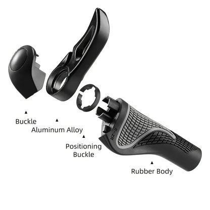 Premium black mountain bike sheep horn grips with adjustable vice handlebar and shock-proof design