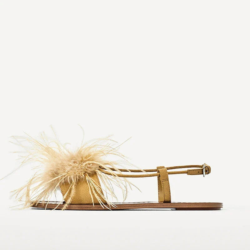 Fairy Beach Flat Bohemian Roman Sandals in ginger colour, featuring a unique Bohemian-inspired design and comfortable, durable construction.