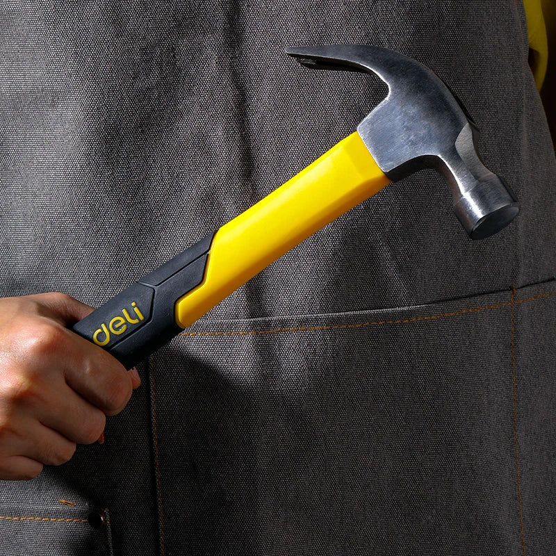 Deli Fibre Handle Claw Hammer with precision steel construction and ergonomic dual-colour grip for reliable woodworking and DIY projects