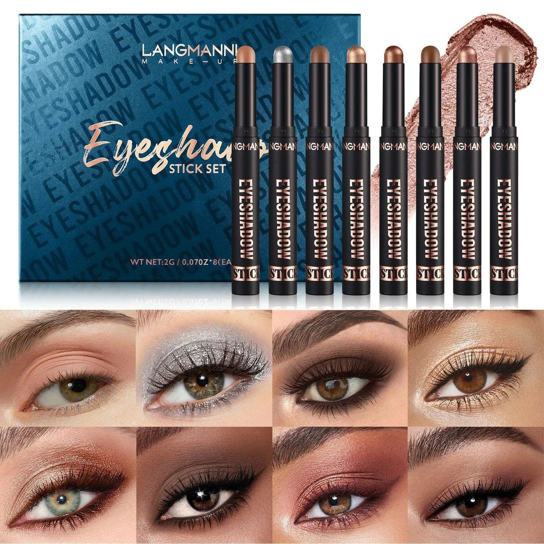 Premium 8-Colour Eye Shadow Stick Palette with Smudge-Resistant Formula for Flawless, Long-Lasting Eye Makeup