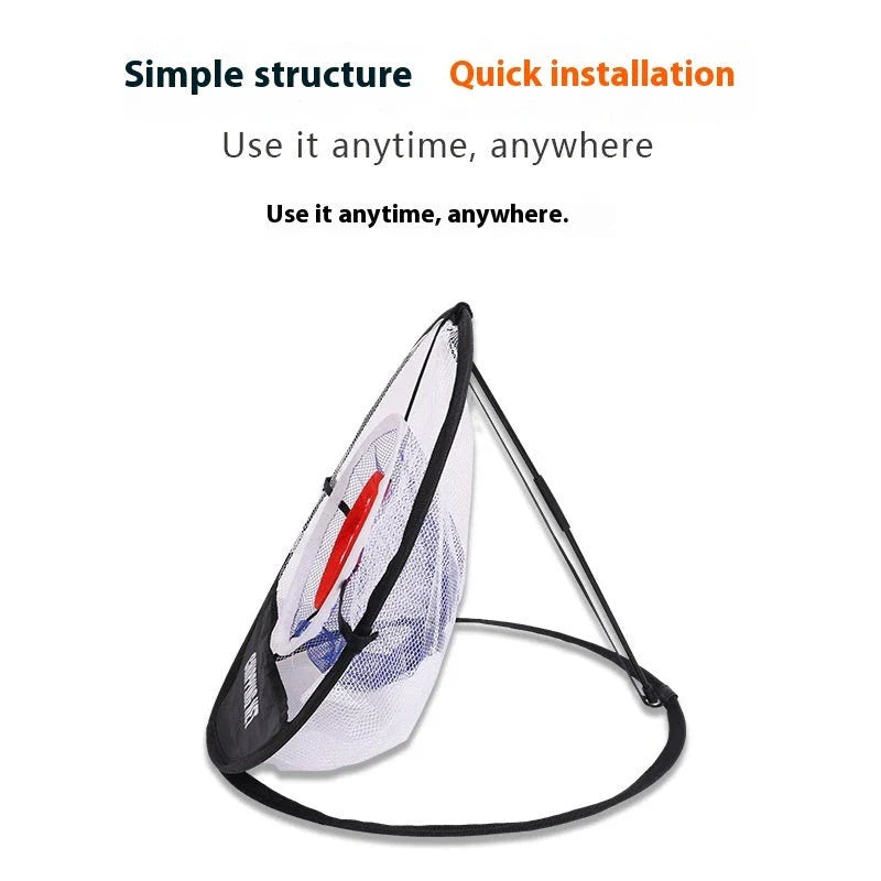 Foldable golf practice net made of premium nylon material for indoor and outdoor use