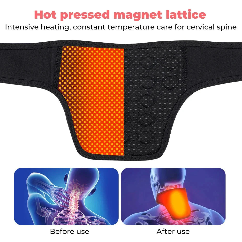 Premium Magnetic Heating Neck Support Brace with 19 Tourmaline Magnets for Neck Pain Relief and Muscle Relaxation
