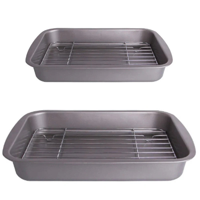 Premium non-stick oven grilled fish tray with elevated frame, ideal for cooking a variety of proteins to perfection