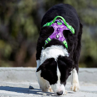 Premium explosion-proof reflective camouflage dog harness with aviation aluminium buckle for enhanced safety and visibility