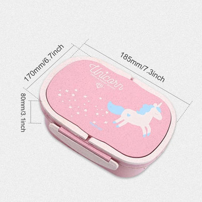Cartoon unicorn-patterned lunch boxes with insulated lining and cutlery set, perfect for British professionals and families
