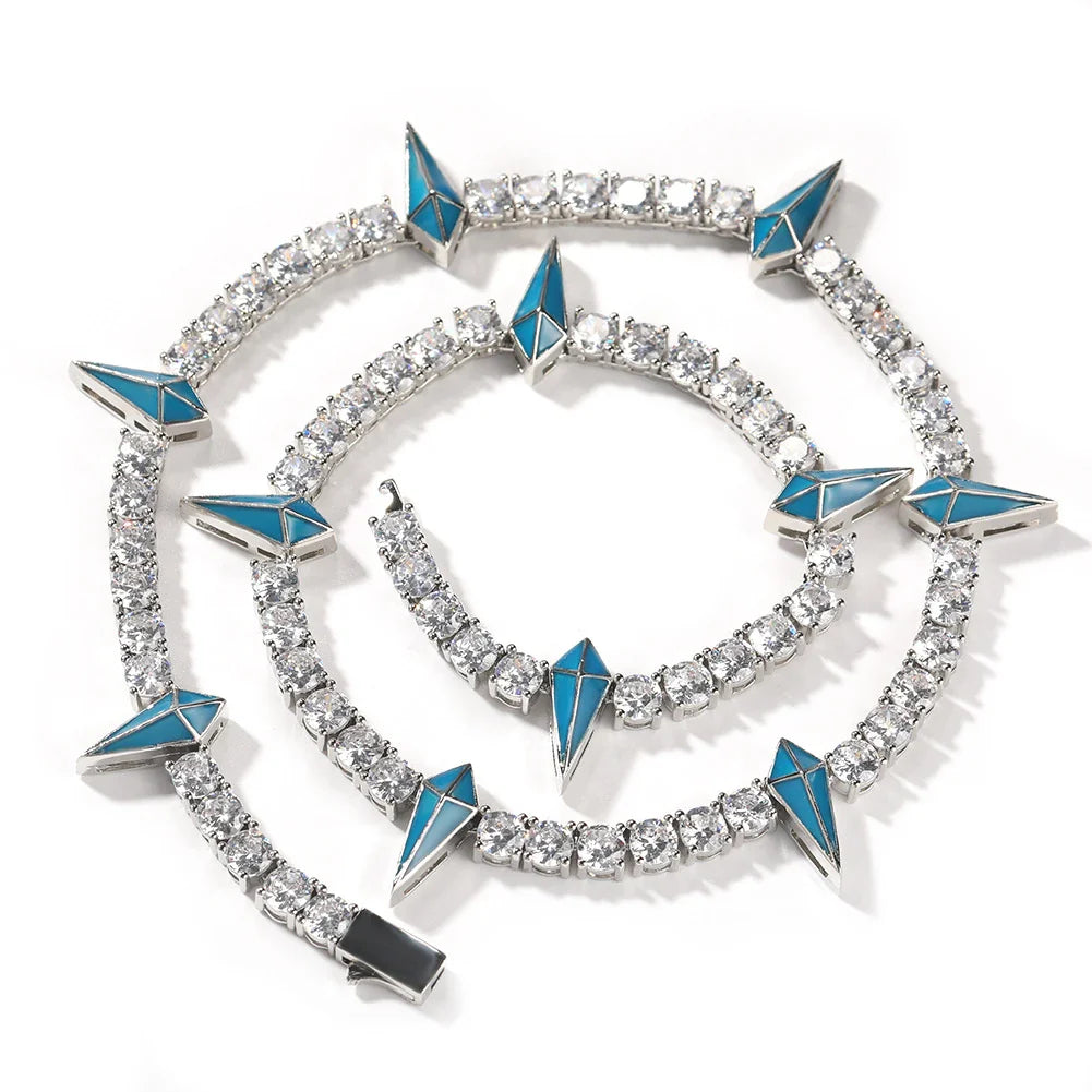 Premium men's copper necklace with zircon stones in a geometric design, available in various lengths and colours