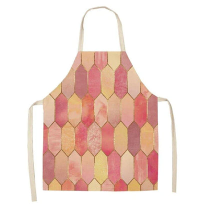 Geometric printed kitchen apron in a stylish design for discerning home chefs in the UK