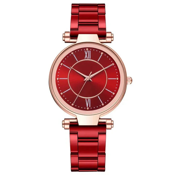 Exquisite rose gold stainless steel ladies' quartz watch with a classic, elegant design