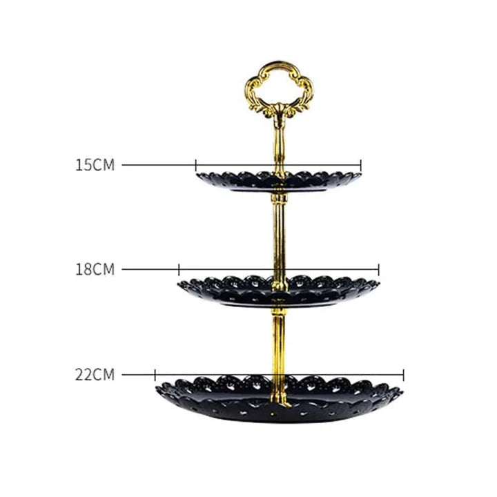 A vibrant multicoloured cake stand made of premium durable plastic, designed to elegantly display desserts and baked goods.