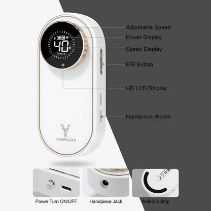 Professional-Grade Cordless Nail Drill Machine with 40,000 RPM Speed and HD Display for Salon-Quality Nail Care