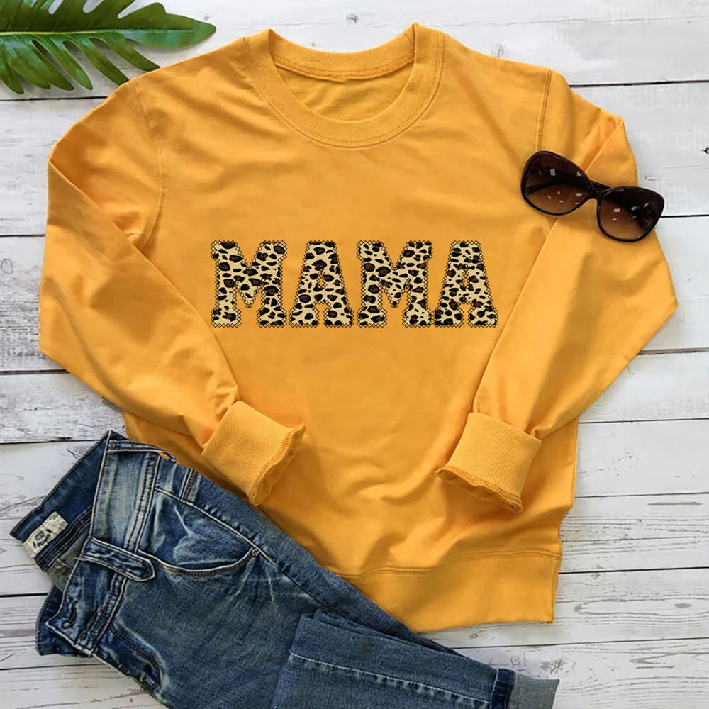 Leopard print sweatshirt in a range of colours, including white, pink, yellow, grey, green, black, and wine red. Relaxed, oversized fit for comfort and style.