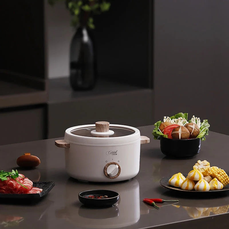 Trendha Compact Multi-Purpose Electric Cooker with Steamer Attachment in White
