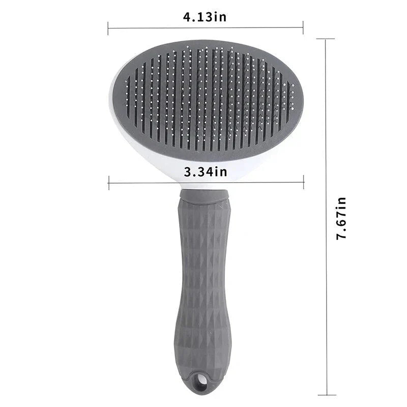 Premium Pet Grooming Comb made of durable stainless steel and ABS, with self-cleaning mechanism and gentle, massage-like effect for cats and dogs
