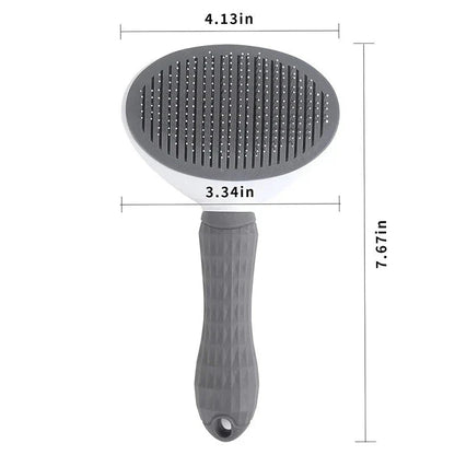 Premium Pet Grooming Comb made of durable stainless steel and ABS, with self-cleaning mechanism and gentle, massage-like effect for cats and dogs