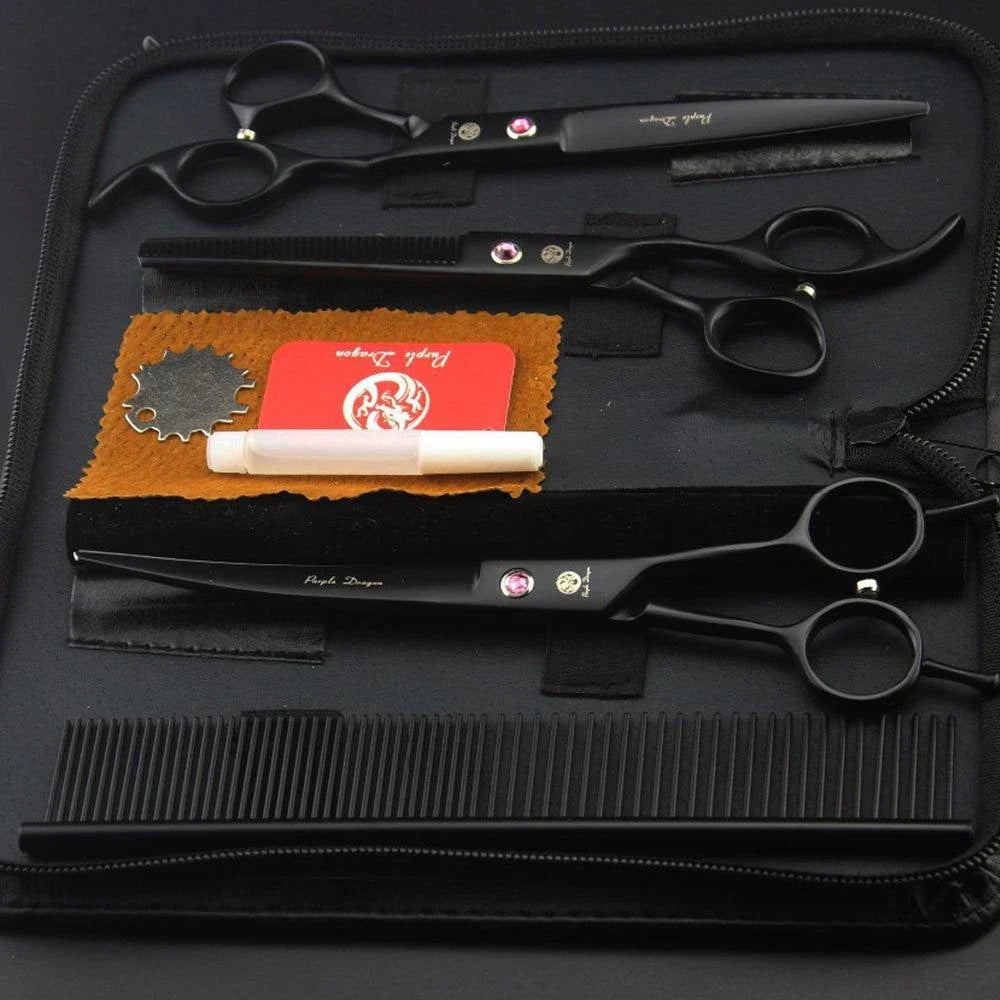Premium Stainless Steel Pet Grooming Tools Set with Precision-Ground Scissors, Ergonomic Handles, and Comprehensive Accessories