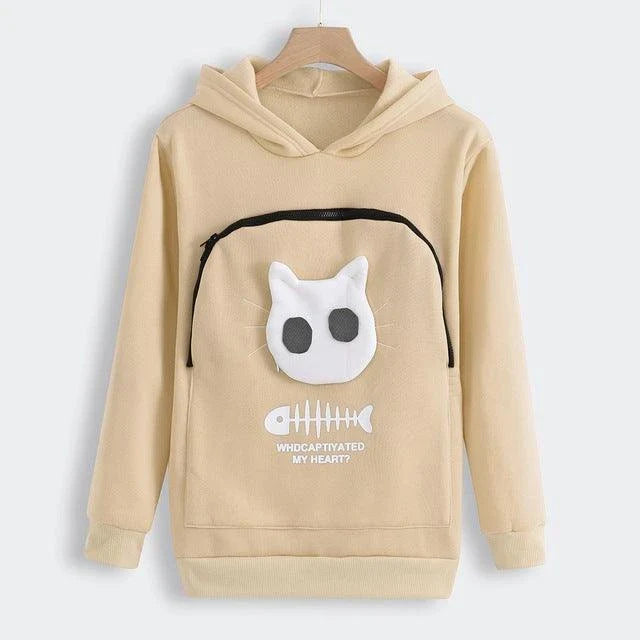 Cosy cat lovers hoodie with soft polyester construction and paw print designs