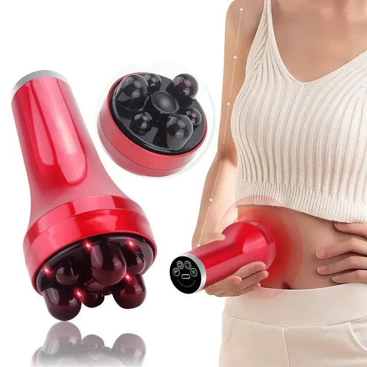 Handheld abdominal massager with multi-frequency vibration and red light therapy for relaxation and fat burning