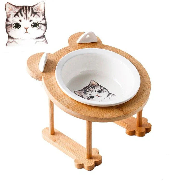 Ceramic Pet Bowl with Tilted Base in various colours, designed for comfort and style
