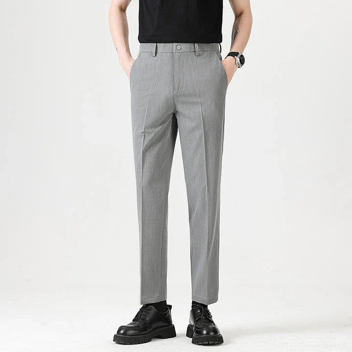 Men's sophisticated stretch trousers with tailored pencil fit, available in a range of classic colours