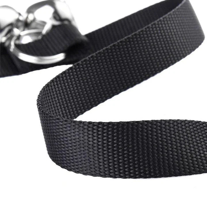 A durable dog training doorbell made of nylon and metal bells, designed to help teach your pet new skills and improve communication.