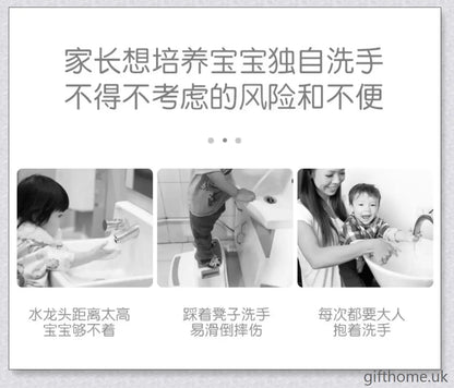 A yellow duck-shaped faucet extender that elevates a child's hand-washing experience at the sink