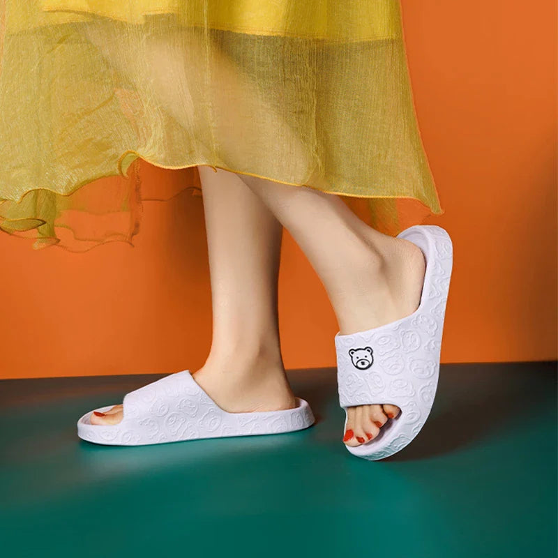 Soft, cosy bear-themed slippers with non-slip soles for comfortable indoor wear