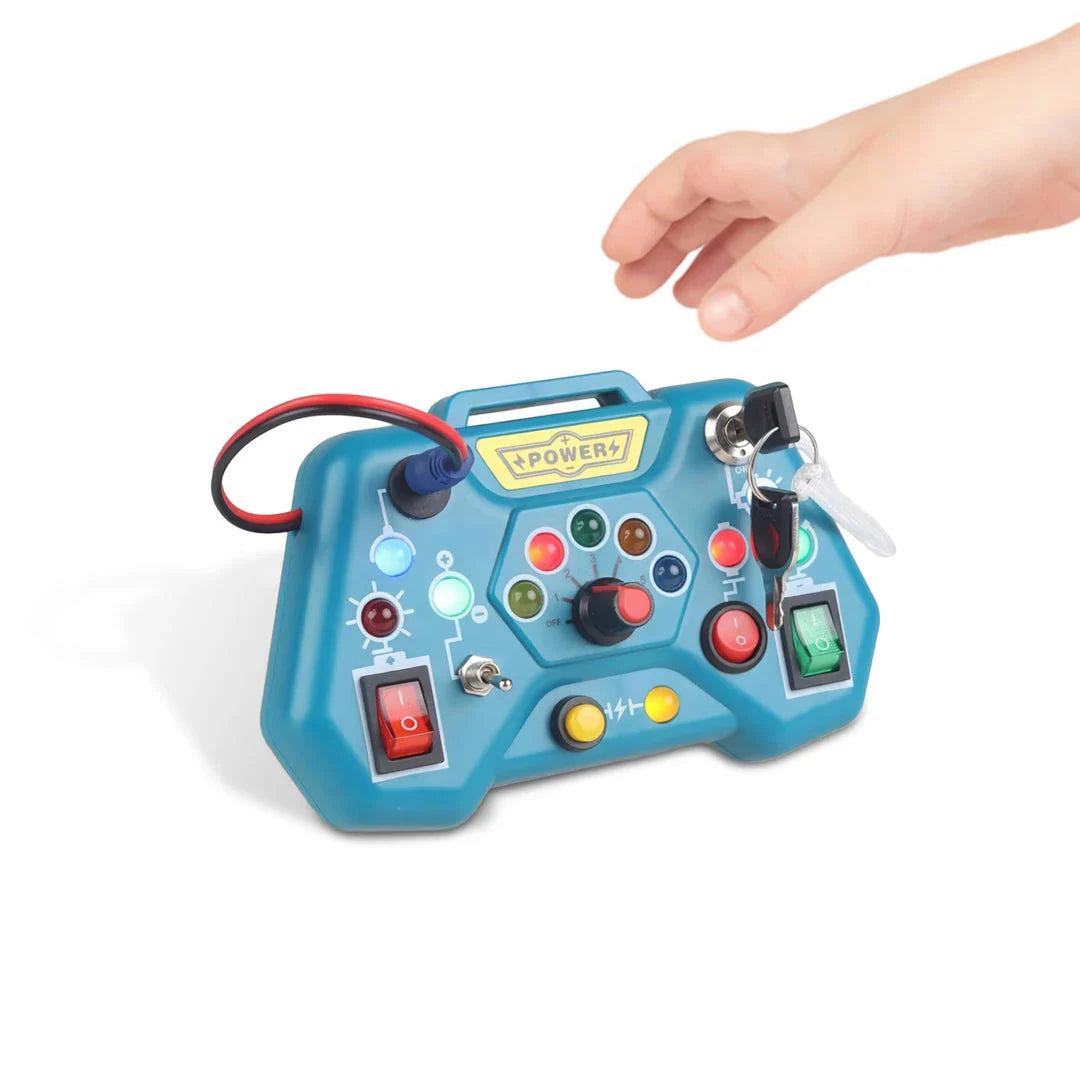 Montessori busy board educational toy for toddlers with various interactive features
