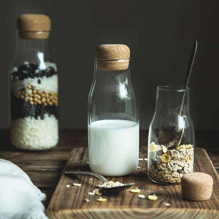 Premium Japanese-style glass jar with cork stopper for elegant and sustainable kitchen storage