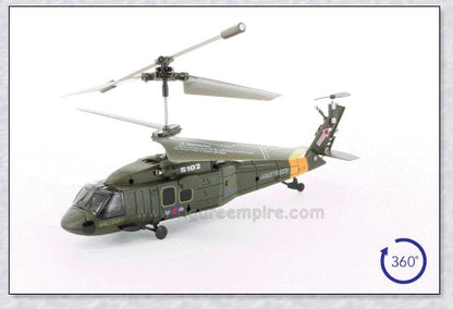 Military-inspired RC helicopter with gyroscope stabilisation and vibrant LED lights for indoor aerial maneuvers and stunts