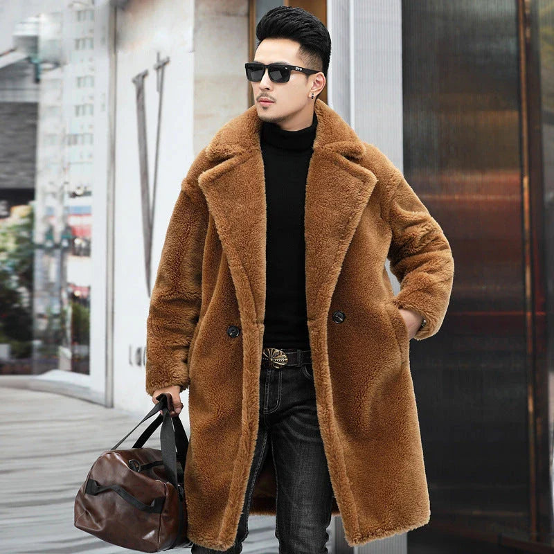 Premium British cashmere fur coat with tailored silhouette and stylish fur trim for exceptional winter warmth and elegance