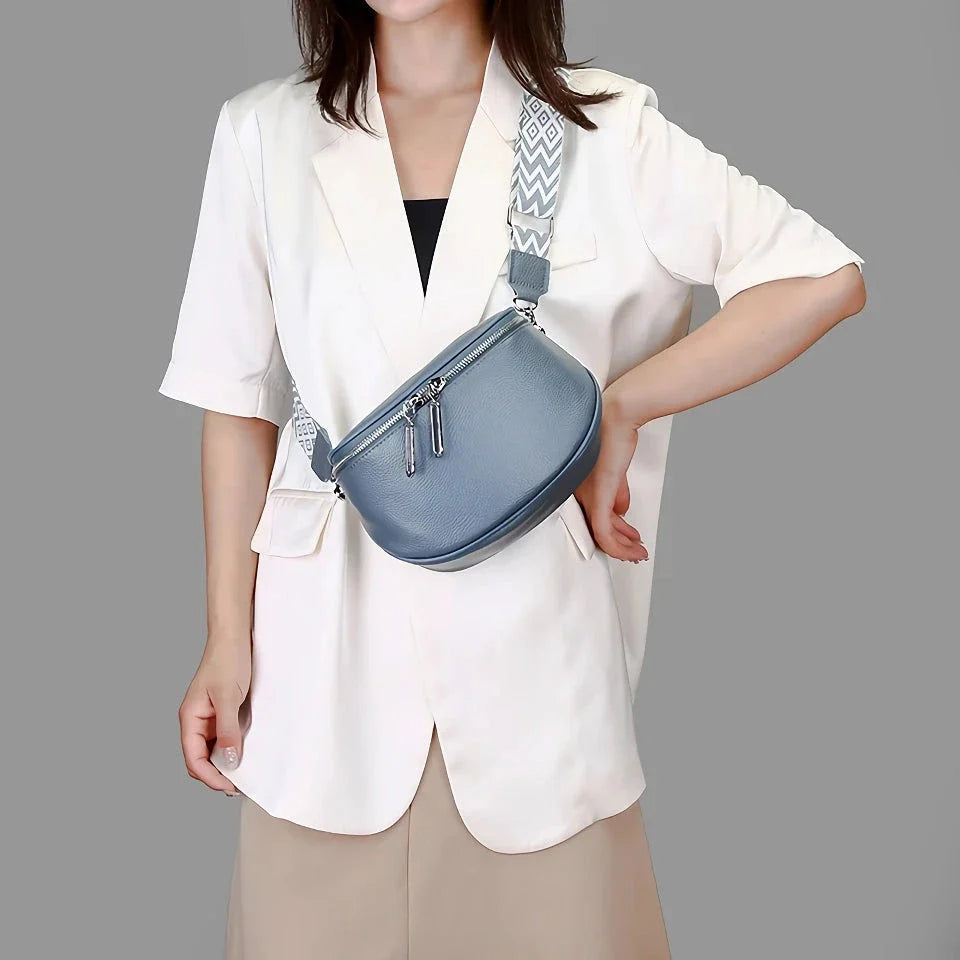 Premium genuine leather tote bag with adjustable strap and interior compartments for fashion-forward women