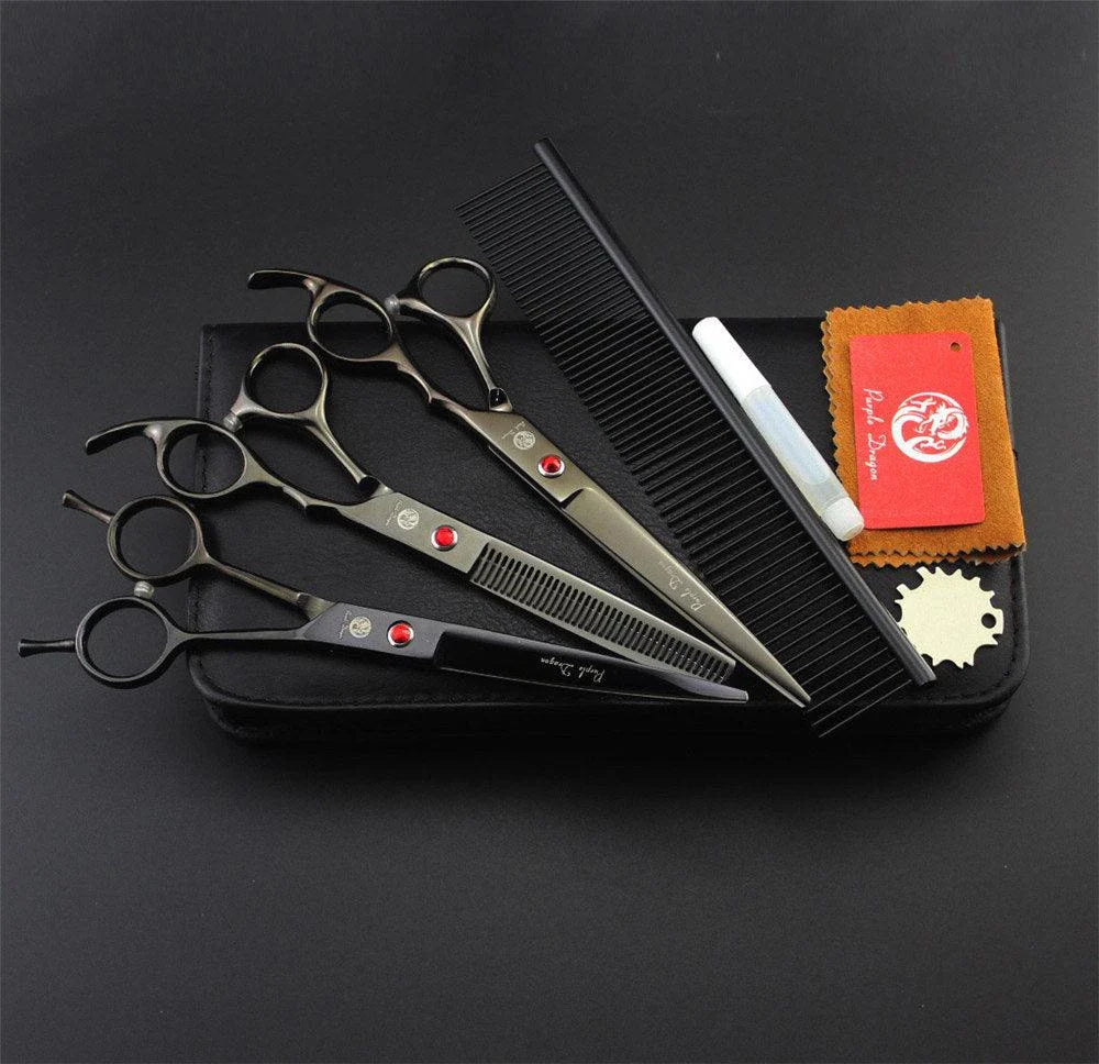 Premium Stainless Steel Pet Grooming Tools Set with Precision-Ground Scissors, Ergonomic Handles, and Comprehensive Accessories