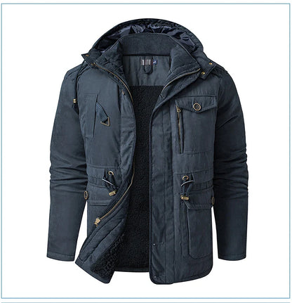 A premium fleece-lined and cotton-padded winter coat for plus-size men, available in a range of classic colours.