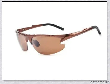 Pair of premium aluminium-magnesium polarised driving sunglasses in black, silver, and gold colours