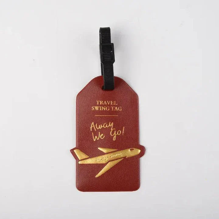 Premium PU leather luggage tag with elegant design and secure strap for UK travellers
