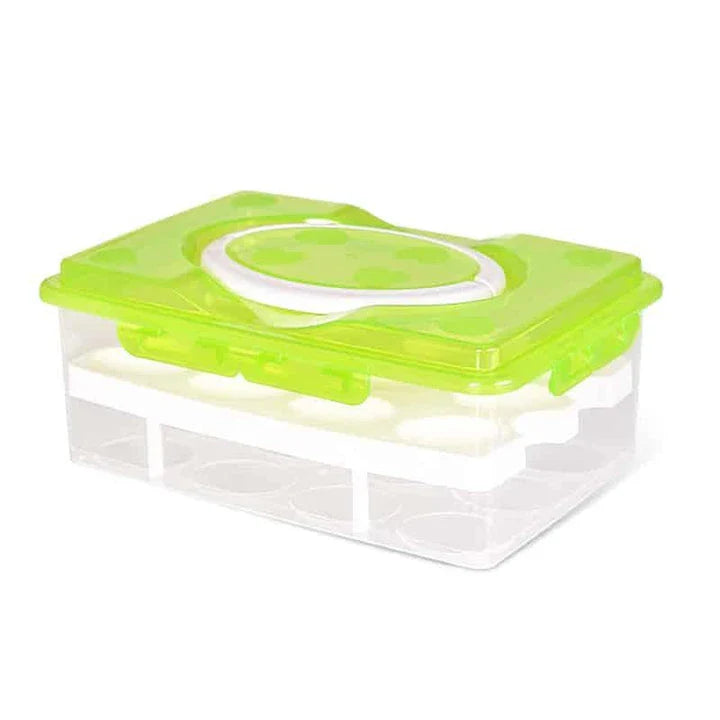 Spacious 2-Tier Plastic Egg Storage Box in Pink - Premium Egg Holder for Organised UK Kitchens