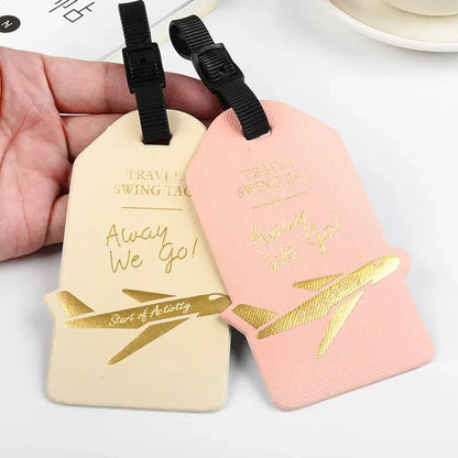 Premium PU leather luggage tag with elegant design and secure strap for UK travellers