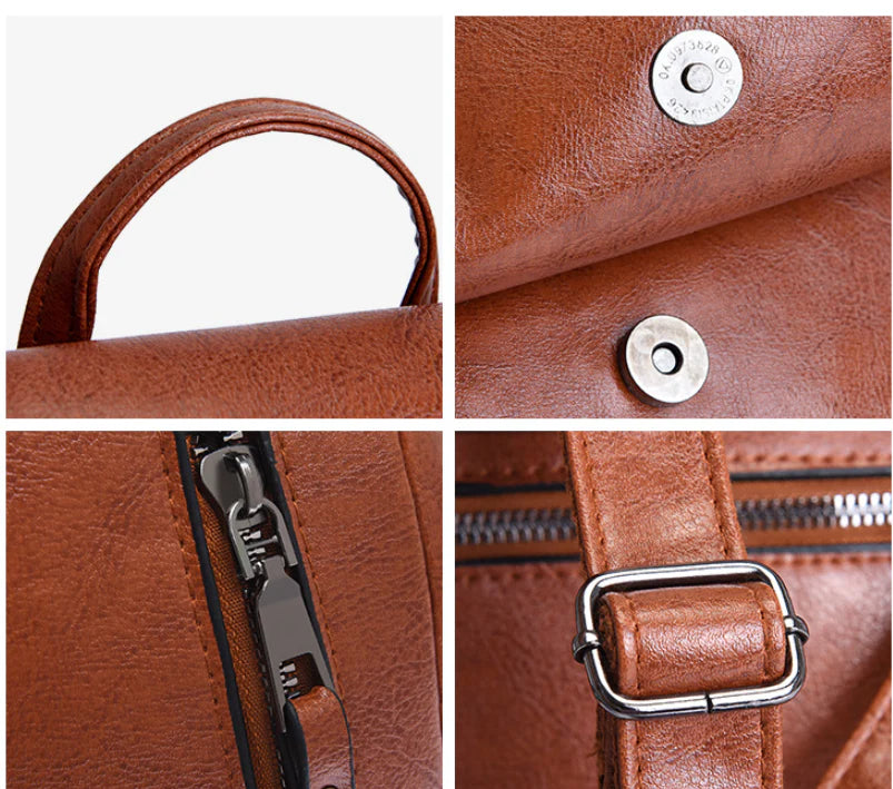 Premium oil-wax women's backpack in various colours, featuring a sleek and vintage-inspired design for a stylish city companion