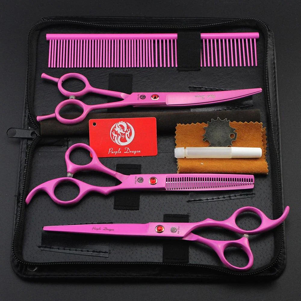 Premium Stainless Steel Pet Grooming Tools Set with Precision-Ground Scissors, Ergonomic Handles, and Comprehensive Accessories