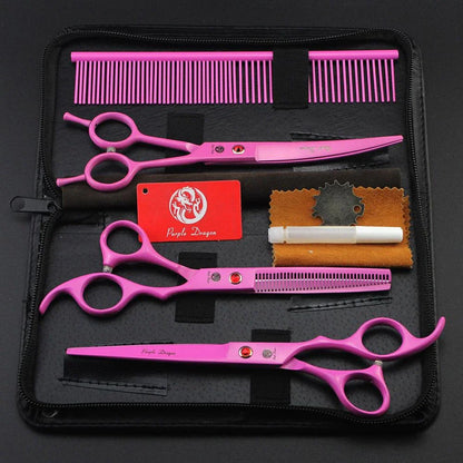Premium Stainless Steel Pet Grooming Tools Set with Precision-Ground Scissors, Ergonomic Handles, and Comprehensive Accessories
