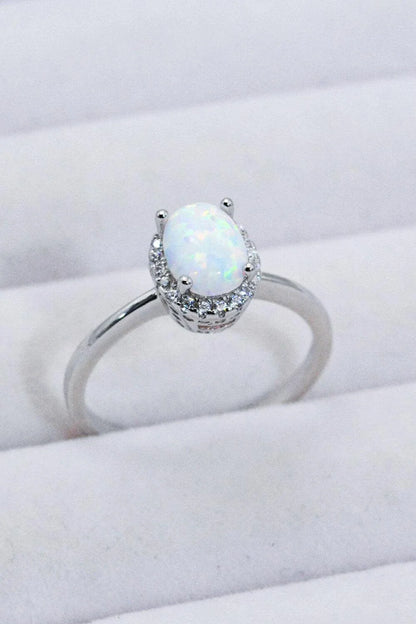 Premium 925 sterling silver ring featuring a captivating Australian opal gemstone, showcasing the enduring craftsmanship of British jewellery design.