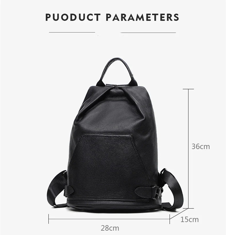 Premium anti-theft leather backpack with cowhide exterior and polyester lining for secure and stylish travel