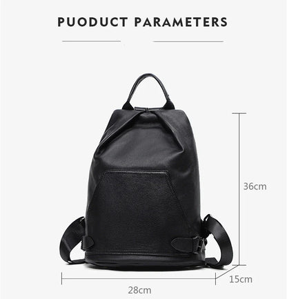 Premium anti-theft leather backpack with cowhide exterior and polyester lining for secure and stylish travel