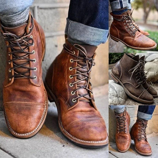 Premium leather motorcycle boots with reinforced toe and durable rubber sole for urban adventures