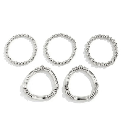 Striking beaded punk bracelet with dual-tone options, suitable for both men and women