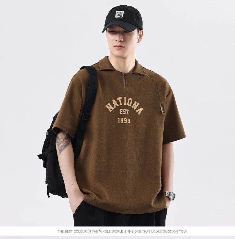 Premium half-sleeve cotton shirt with pearl collar in brown, melange grey, and dark green colours
